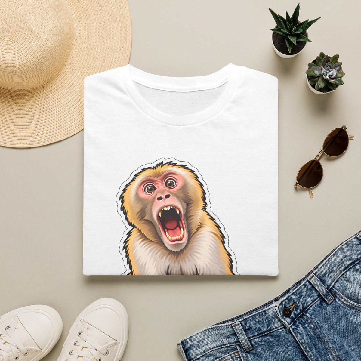 Scared Monkey T-Shirt — Funny Primate Graphic Tee