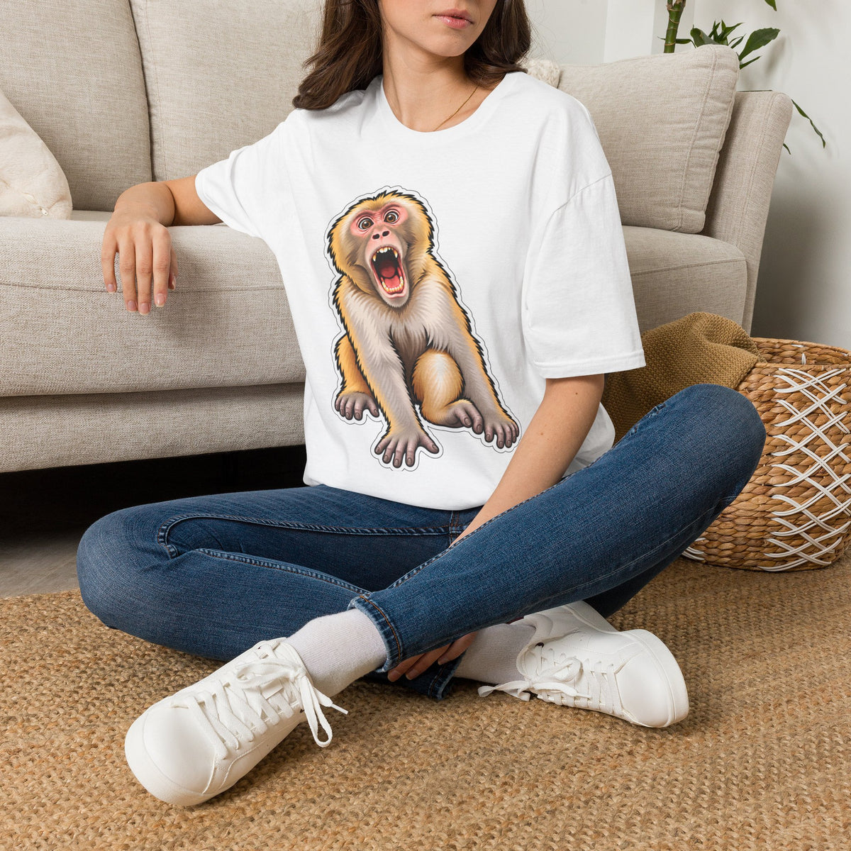 Scared Monkey T-Shirt — Funny Primate Graphic Tee