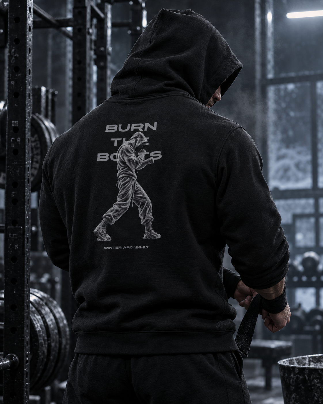 Champion Hoodie – "Winter Arc '26-'27" Graphic Pullover (Burn The Boats Back Print)