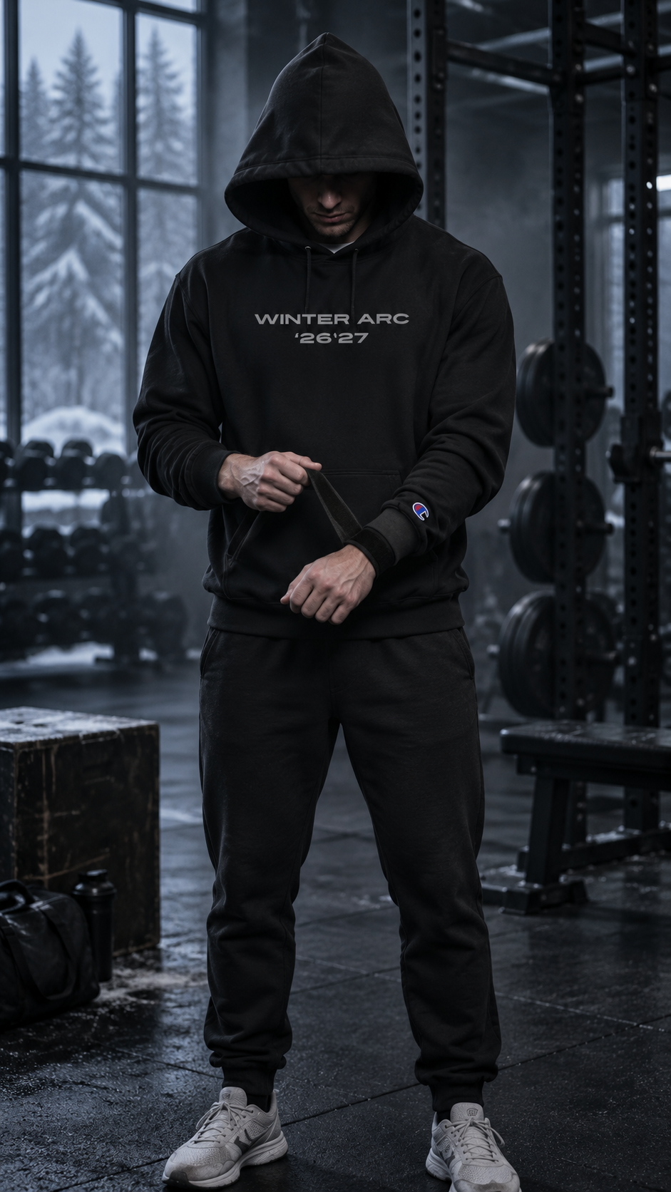 Champion Hoodie – "Winter Arc '26-'27" Graphic Pullover (Burn The Boats Back Print)