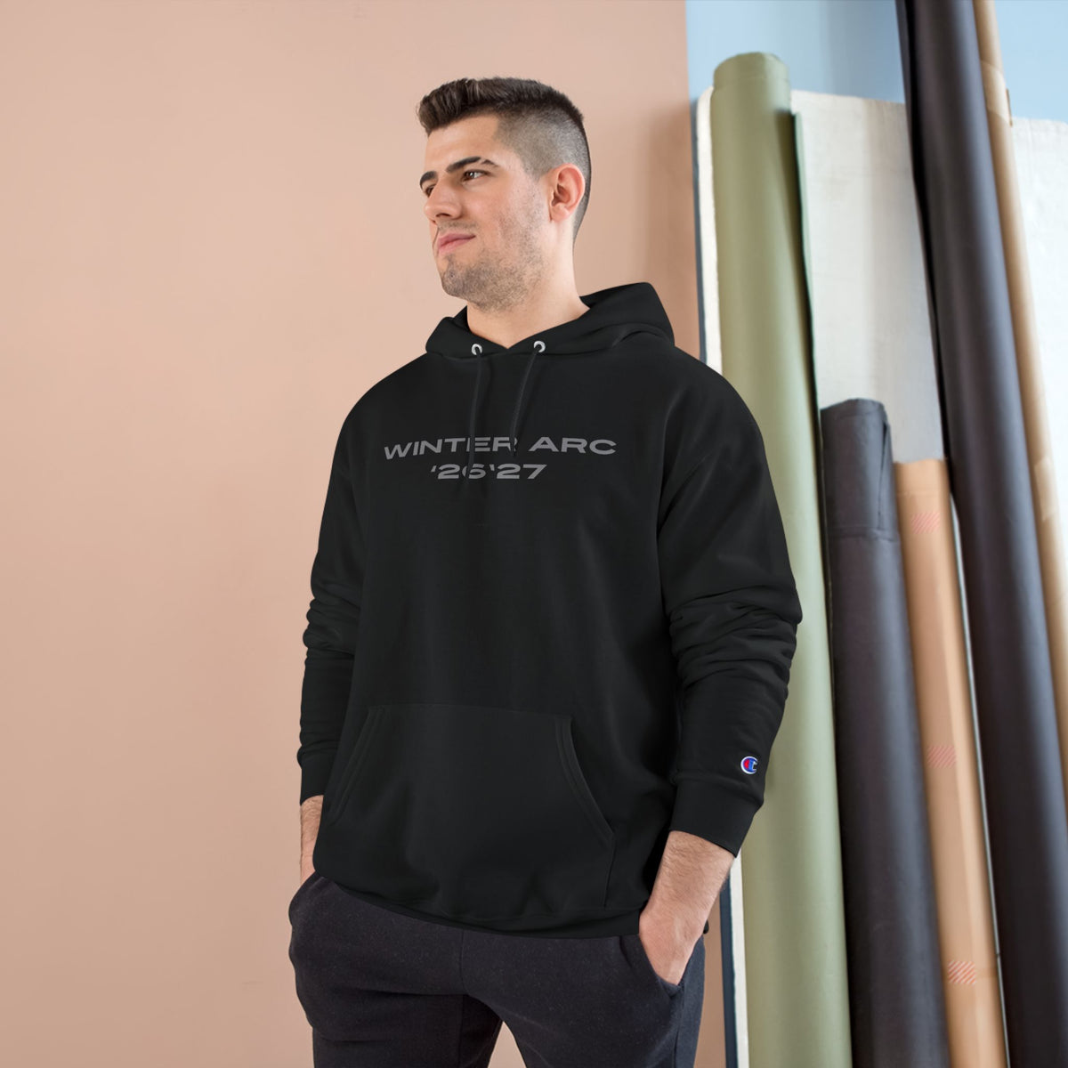 Champion Hoodie – "Winter Arc '26-'27" Graphic Pullover (Burn The Boats Back Print)